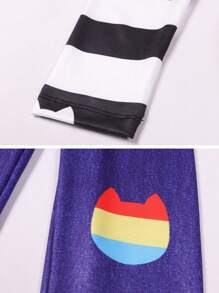 2件套 女孩生日派对、万圣节嘉年华服装连衣裙+裤子 - 黑與白 - 查看 6