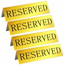 2/4/6 Pcs Gold Metal Tabletop Reserved Signs, Family Wedding Reserved Place Cards, Engagement And Reception Table Setting Cards, Waterproof Double Sided Seat Reservation Signs For Restaurants, Banquets, Weddings, Birthday Parties, Ceremonies And Events, Conference Rooms, Pre- Leave Table Decoration, Wedding Decoration, Double Sided Tent, Restaurants Best Gifts