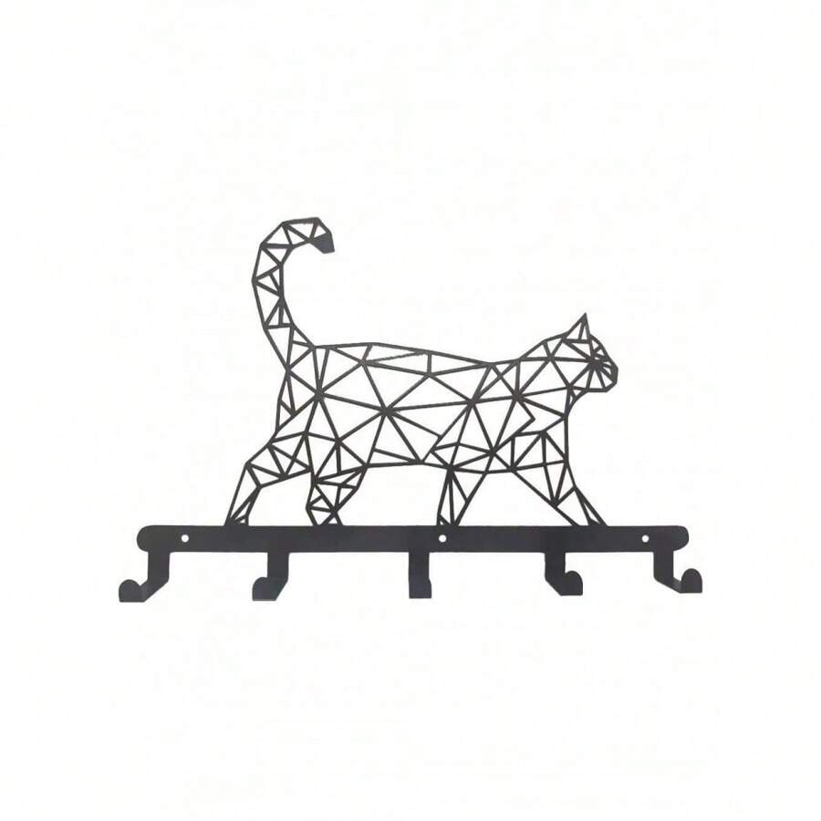 Perchero de pared con diseño de gato moderno, colgador de llaves con patrón de gato de metal, ganchos decorativos de gato adorables, adecuado para cocina, baño, dormitorio, organizador de llaves, estantería flotante, decoración navideña, ganchos, perchero de pared para abrigos, dormitorio, colgador de pared, organizador de llaves - Multicolor - Ver 1
