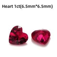 One 100% Lab Grown Ruby Heart Cut Gemstone For Charms Advanced Jewelry Making Materials DIY - Red - View 11