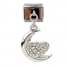 Colgante con dije de mariposa, luna y hada de diamante