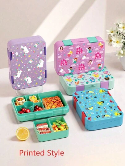 1个大容量隔层密封午餐盒，简约纯色卡通图案，多种款式可选，便携式保温午餐盒，隔层可拆卸，易于清洁，适合办公室、户外旅行、开学季等场合。