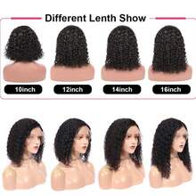 Tóc giả ren trong suốt CUEKI 180% mật độ 13x4 sóng sâu Tóc giả tóc thật Tóc nguyên chất Brazil Tóc giả bob ngắn nhổ sẵn Màu tự nhiên - Tự nhiên & Đen - Xem 4