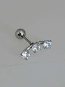 1PC Stainless Steel Crystal CZ Cartilage Helix Ear Piercing Tragus Lobe Curved Zirconia Stud Earrings Wedding Party Accessories Body Jewelry