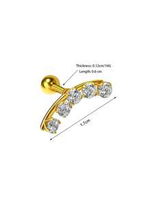 1PC Stainless Steel Crystal CZ Cartilage Helix Ear Piercing Tragus Lobe Curved Zirconia Stud Earrings Wedding Party Accessories Body Jewelry