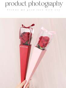 10 piezas, caja de embalaje para ramo de flores, caja individual para clavel, embalaje de flores, caja para rosa, caja de regalo, decoración de flores para el Día de San Valentín, decoración de boda, fiesta de boda, suministros de boda, regalos de boda (sin flores, el color de la cinta de la fuente es aleatorio)