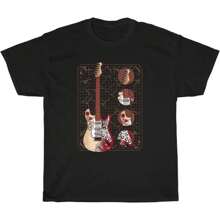 Graphic Tee Shirts With Monterey Stratocaster Guitar Illustration - 黑色 - 查看 1