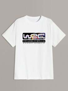 Men's New Casual Personalized Letter Printed Short Sleeve T-Shirt, Can Be Paired With Casual Pants, Suitable For Travel/Holiday/Outdoor/Sports, International Racing