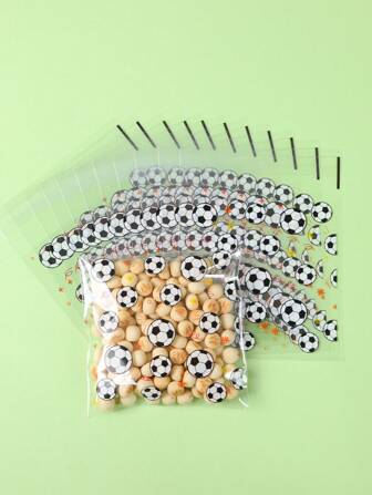50/100 peças Sacos de Presente com Tema de Futebol Autosselantes, Sacos de Armazenamento com Padrão de Futebol, Suprimentos de Embrulho de Presente, Sacos de Festa com Tema Esportivo, Sacos de Presente de Plástico Portáteis, Decoração de Festa de Aniversário, Decoração do Chá de Bebê, Decoração para Revelação de Gênero, Presentes de Aniversário