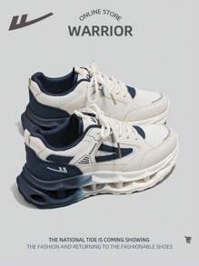 WARRIOR 1 Pair Men's Light Weight Breathable Mesh Sports Shoes, Lace-Up Front, Thick Sole, Low-Top Casual Outdoor Sneakers