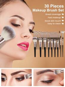 4/14/30/31/45PCS Makeup Tools Set Including:1pc Multi-Functional Zipper Toiletry And Cosmetic Bag Waterproof+30PCS Makeup Brush Set+2PCS Makeup Sponges+2PCS Mini Makeup Sponges+2PCS Triangle Powder Puffs+2PCS Mini Air Cushion Powder Puffs+1pc Hairband+2PCS Hand Bowl Strap+2PCS Facial Cleansing Sponges+1pc Eyelash Curler