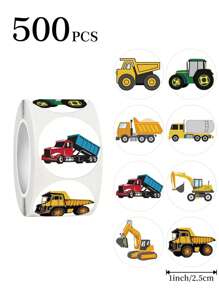 500pcs/Roll Car-Themed Decorative Sticker Rolls, Suitable For Gifts, Cakes, Envelopes, Handicraft Decoration, Labels & Card Sealing,School Supplies,Back To School - Multicolor - View 2