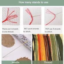 [Beginner Friendly] Cartoon Cross-Stitch Kit, 11CT Grid (Butterfly/Goldfish/Sunflower/Potted Flower) DIY 3-Strand Embroidery Thread, Full Set Of Materials