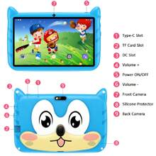 Tablet de aprendizagem infantil Q-Version Fox Back Shell Q80 rosa de 7 polegadas, resolução de 1280 * 800, 4 GB de RAM, 64 GB de ROM, Android 13, bateria de 4000 mAh, software de aprendizagem infantil integrado, assistente de aprendizagem, entretenimento, bom parceiro, presente de aniversário preferido, não equipado com adaptador de energia