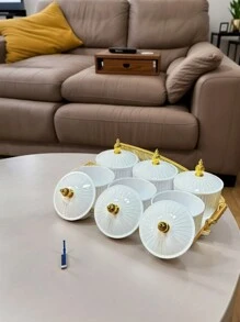 1 Set Nueva caja con diseño de moda para dulces con tapa de sellado, contenedor de almacenamiento doméstico para dulces, frutos secos, bocadillos y galletas - Blanco - Ver 7