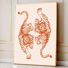 1 pezzo cartellone vintage divertente con tigre senza cornice, opera d'arte stile estetico dopamina, decorazione di , stampa su tela vintage minimalista, per camera da letto, appartamento, soggiorno, sala da pranzo, decorazione moderna per la casa