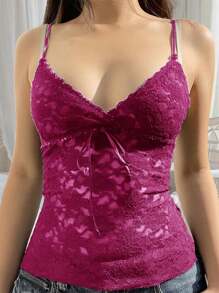 Women Y2k Lace Crop Camis Tops Spaghetti Strap Lace Floral V-Neck Camisoles Sexy Sleeveless Backless Tank Tops Slim Fit Vests Tops Aesthetic Clothes Streetwear - 紫色 - 查看 3