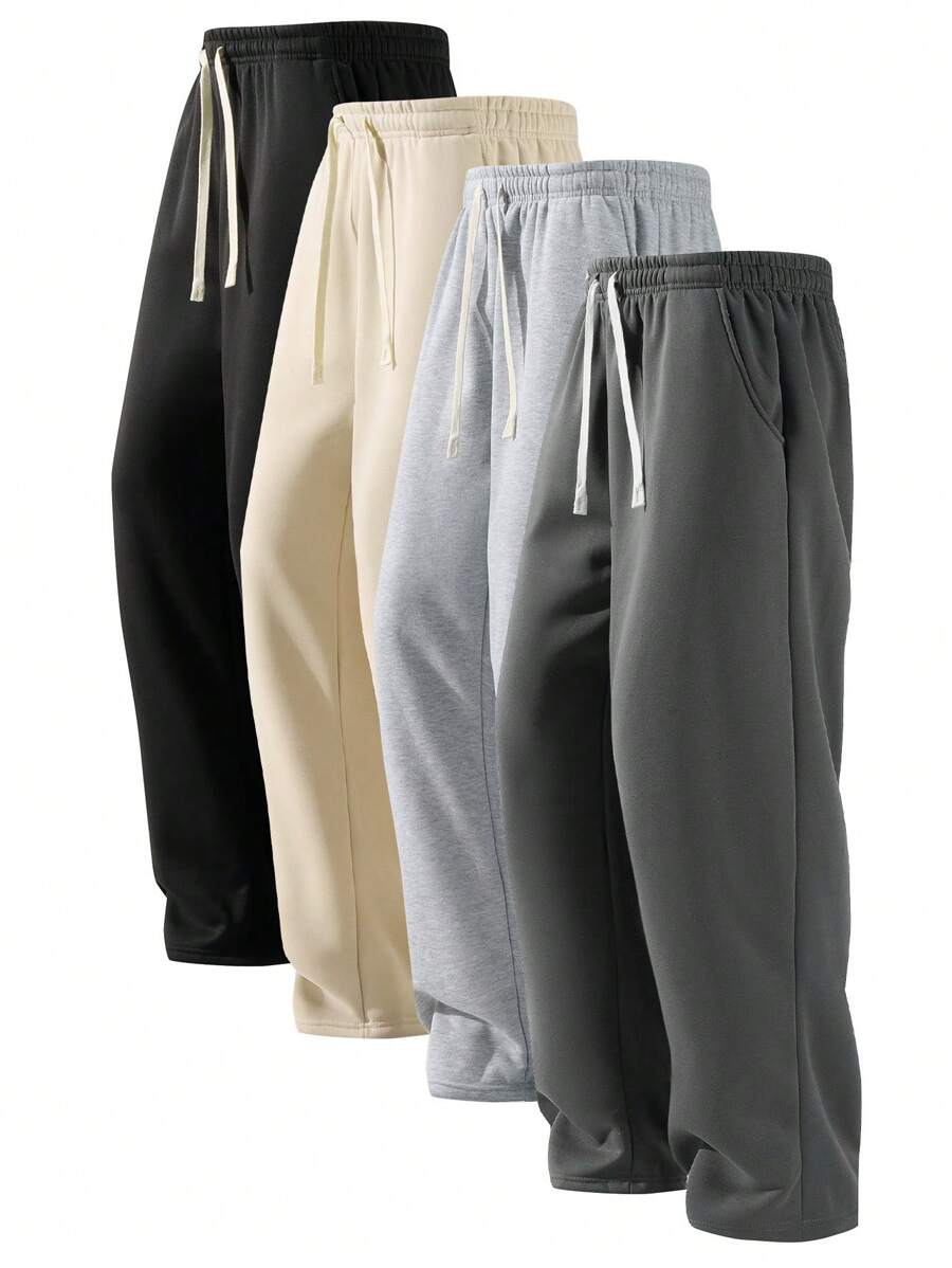 Blueplus Simple And Fashionable Straight Leg Tracksuit Pants, Breathable And Comfortable Soft Fabric, Solid Color Outdoor Casual Lace-Up Tracksuit Pants