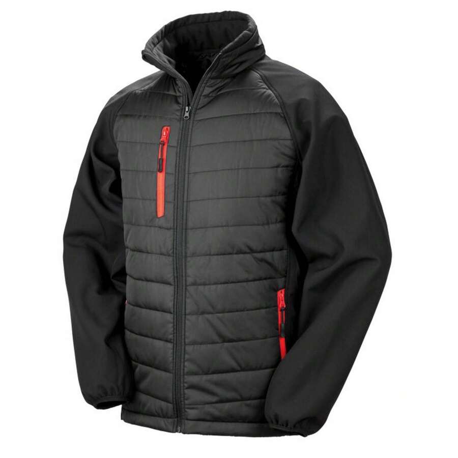 Result Womens/Ladies Compass Soft S Jacket (Black/Red) - 160gsm 100% Polyester - 黑色 - 查看 1