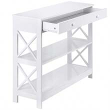3 Tier X Shaped Entryway Console Table With Storage Drawer Multipurpose White - 1 - Xem 3