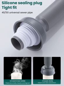 一套水槽排水系统，安装简便，水槽排水管，水槽排水系统，多功能排水管，防异味，防油污，内置过滤器，排水迅速，内置防蟑螂磁性盖，透明可视管道，耐热耐冻 - 灰色 - 查看 5