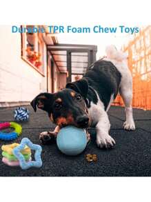 8 Paquetes de Juguetes Masticables para Cachorros - Juguetes de Masticado para Cachorros, Nuevos Juguetes para Cachorros Anillos de Dentición Cuerdas, Paquete de Juguetes de Goma Azul para Perros Pequeños, Pelotas Interactivas Lindas para Perros de Raza Pequeña