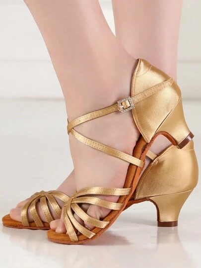 Zapatos de baile latino para mujeres, sandalias de baile de tacón bajo, zapatos de baile social, zapatos de baile para principiantes