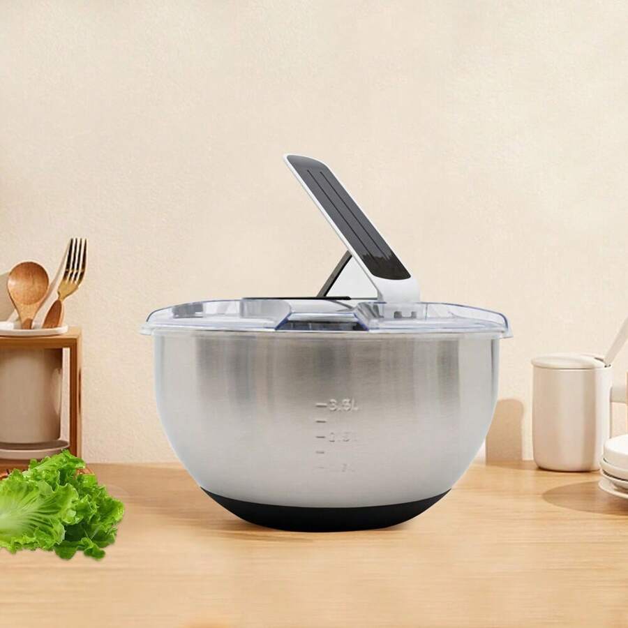 WUPYI Stainless Steel Salad Spinner Kitchen Vegetable Lettuce Spinner Fruits Washer - Silver - View 1