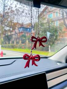 Cute Bow Tie Car Pendant, Decorative Rearview Mirror Hanging Ornament, Polka Dot Bow Tie Car Accessory (Polka Dot Bow Tie Is Single-Sided)