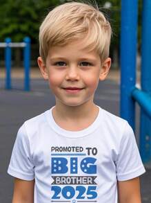 2025 Neue elastische Sommer Kleidung für Baby Jungen, Kinder Kurzarm T-Shirt, Kinder Beförderung zum großen Bruder 2025 Babyparty Ankündigung T-Shirt