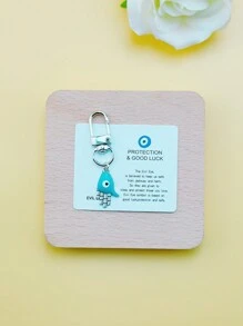 1pc Handmade Mini Zinc Alloy Enameled Hand Keychain, Lucky Eye Cute Keyring - Multicolor - View 11