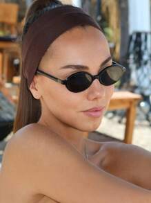 1 件复古椭圆形优雅眼镜，适合日常佩戴、旅游摄影、海滩遮阳、商务礼品 - 黑色 - 查看 6