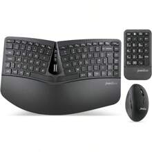 Perixx PERIDUO-606A Wireless Ergonomic Keyboard Set - Compact Split Design With Vertical Mouse And External Numeric Keypad - Adjustable Typing Angles - UK QWERTY - BlackWirelessNumpad1 - View 1