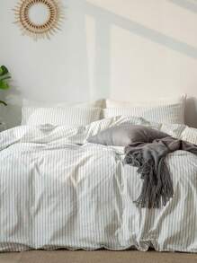 CAQQA 2/3-Pieces Turkish Cotton Woven Duvet Cover Set | Duvet Cover And Pillowcase, Modern Bedding For Bedroom, 150*200 Cm, 200*200 Cm, 200*220 Cm, 220*240 Cm - White - View 4