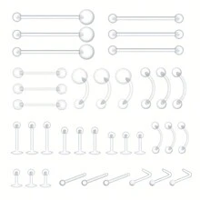3pcs Clear Piercing Retainers Nose Tongue Nipple Belly Rings Eyebrow Lip Nose Studs Cartilage Tragus Earring Retainer Industrial Bar Plastic Piercing Jewelry - Invisible Nose Stud - View 1