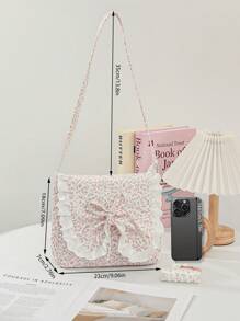 1 Piece Ditsy Floral Crossbody Shoulder Bag Minimalist Versatile Crossbody Bag Cute Shoulder Bag Quilted Shoulder Handbag Top Fla Square Bag Quilted Crossbody Purse Suitable For Women's Daily Use Such As Dating, Travel, Work, Leisure Vacation, Etc Square Flap Handbags For Teen Girls Women College Students,Rookies & White-Collar Workers Perfect For Office,College,Work ,Business,Commute,Outdoors, Travel, Outings - Pink - View 8