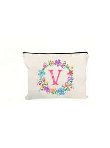 Personalized English Initials Cosmetic Bag,Chic Watercolor Floral Makeup Bag, Simple Zipper Beauty Bag, Versatile Toiletry Wash Bag For Girls Women,Portable, Lightweight & Fade-Resistant ,Travel Toiletry Bag-Pen Bag-Gift Bag, The Best Gift For Mothers, Daughters, Best Friends, Teachers And Friends, Birthdays Gifts,Must-Have Items For Graduation Season, Wedding Season And Other Festivals - Ideal Bridesmaid & Travel Gift - White - View 25