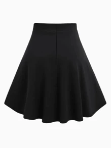 New Style Women Fashion Casual Decorated Skirt, Versatile High Waist Gothic Plaid Mini Skirt, Suitable For Daily, Office, Outdoor, Festivals, Knitted Polyester Material - Fit For Spring, Summer, Autumn - Black - View 2
