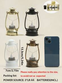 1pc Vintage Handheld LED Lantern Light (With Battery), Indoor Tabletop Decor LED Night Light, Home Decor Lantern Light, Wedding Party Holiday Camping Decor LED Oil Bottle Night Light - Yellow Light - View 12