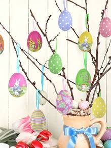 12 Stücke Oster-Hänge-Eier, bunte Oster-Hänge-Ei-Anhänger, Schaumstoff-Hasen-Malerei-Eier, Oster-Party-Deko für Zuhause, Oster-Baum-Ornamente (Zufälliger Stil und Farbe)