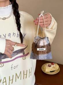 Woolen Storage Bag Small Cloth Bag Lipstick Bag Portable Cosmetic Bag Female Storage Cosmetics Drawstring Bag - Multicolor - View 2