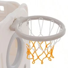 Scivolo 6 in 1 con uno scivolo, due piattaforme, due armadietti da pavimento, canestro da basket e scale - Polietilene ad alta densità (palle oceaniche non incluse)