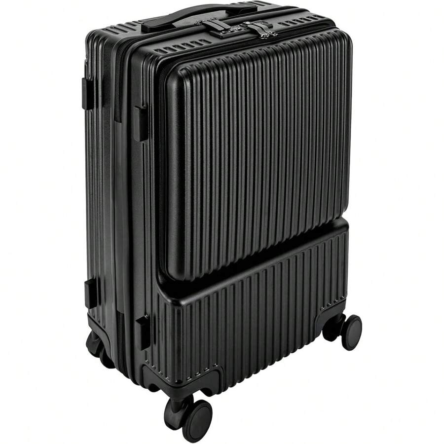 20'' Carry On Luggage Hard Side Luggage With Spinner Wheels Hard Side Suitcase PC Hardshell Spinner Luggage With TSA Lock - Black - Black - View 1