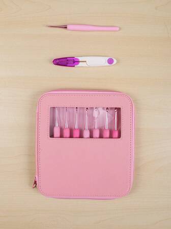 1 Juego de Ganchillo de Agarre Suave de Color Rosa Degradado, Herramientas de Tejer, Agujas de Ganchillo, Agujas para Suéteres