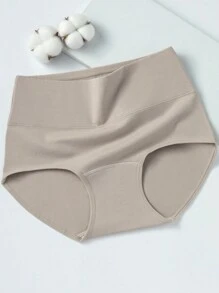 4pcs Women Cotton Panties, High Waist Shaping Triangle Briefs, Breathable