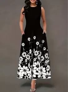 Nouvelle robe d'été imprimée sans manches, style mode européenne et américaine