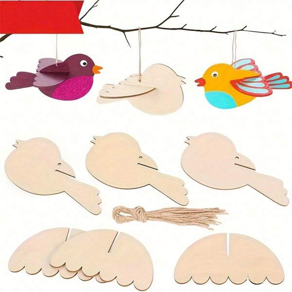 DIY de Pâques, oiseaux en bois 3D, décorations de Pâques, ornements suspendus, aides pédagogiques, peinture couleur, ornements suspendus à assembler soi-même pour les fêtes, ornements suspendus de décoration intérieure pour les fêtes