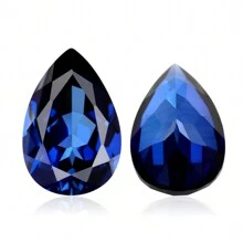 One 100% Lab Grown Sapphire Pear Cut Gemstone For Charms Advanced Jewelry Making Materials DIY - Blue - View 6