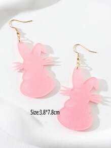 1 paar schattige oorbellen van acryl met konijn en ei, paascadeau sieraden