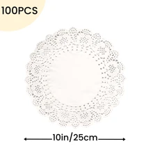 100pcs White Paper Lace Placemats, Decorative Disposable Placemats, Suitable For Desserts, Fried Foods, Wedding Tableware Decor, Cake Packaging - Round/Oval/Rectangular/Heart Shaped - White - View 13